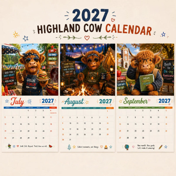 Mootsy – Kalendarz Ścienny z Highland Cow na 2027 rok