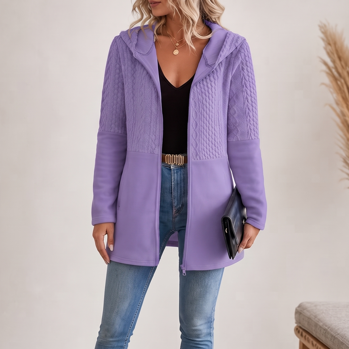 Wearbella – Długi kardigan z dzianiny w splot kabelkowy z zamkiem