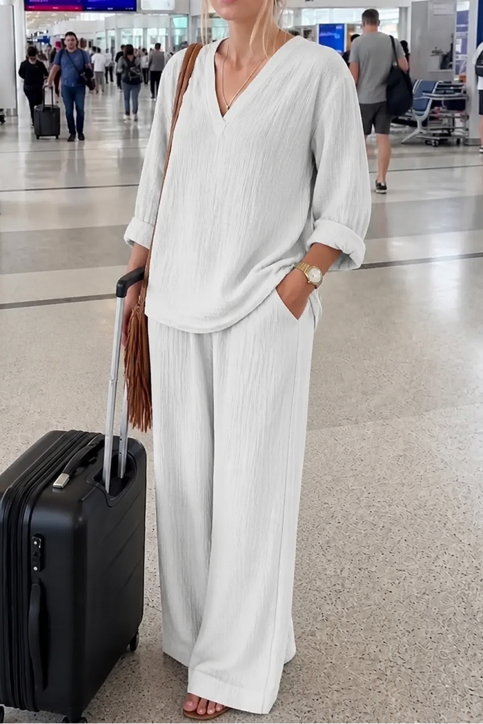Wearbella – Zestaw topu z dekoltem w serek i spodni szerokich