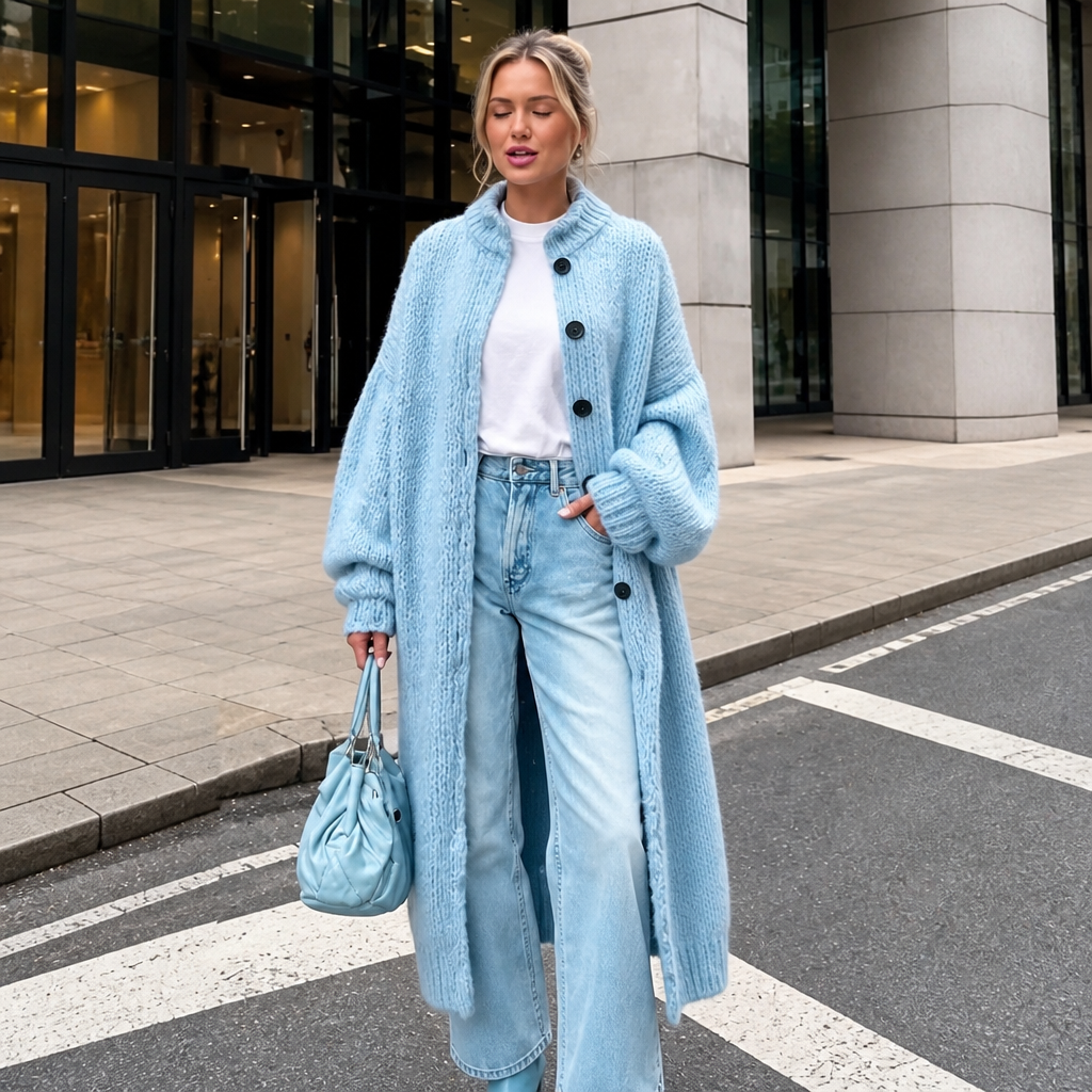 Wrapavia – Gruby Sweter Kardigan z Guzikami