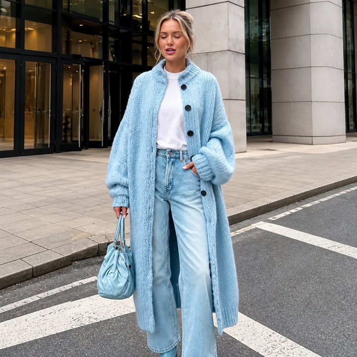 Wrapavia – Gruby Sweter Kardigan z Guzikami