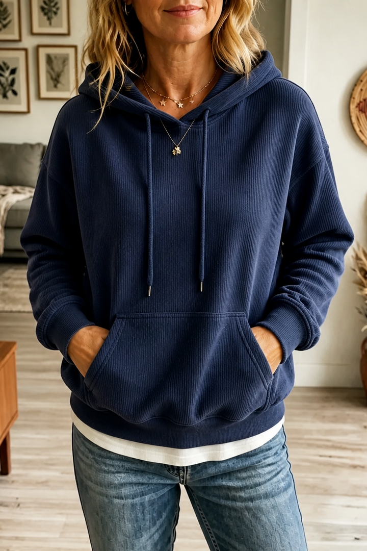 Corduvie – Bluza z kapturem w wyglądzie sztruksu z kieszeniami
