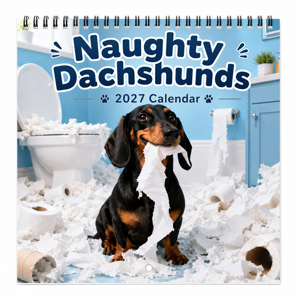 Dapper Dachshunds – Śmieszny kalendarz ścienny z dachshundami