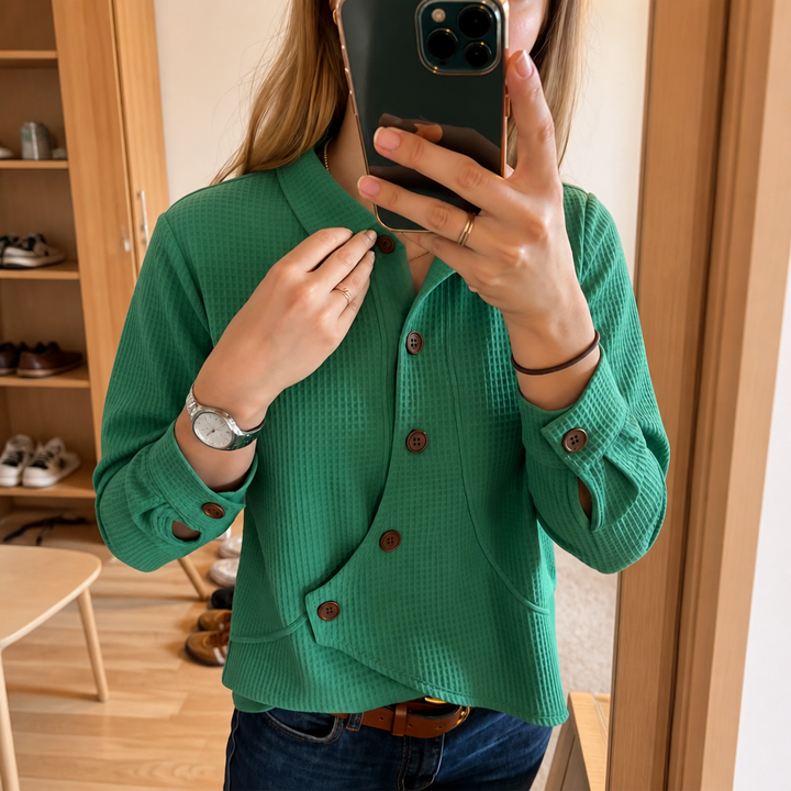 Draperau – Asymetryczny top z dzianiny waffle