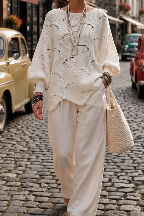 Wearbella – Sweter z Hollow Wave i rękawem Batwing