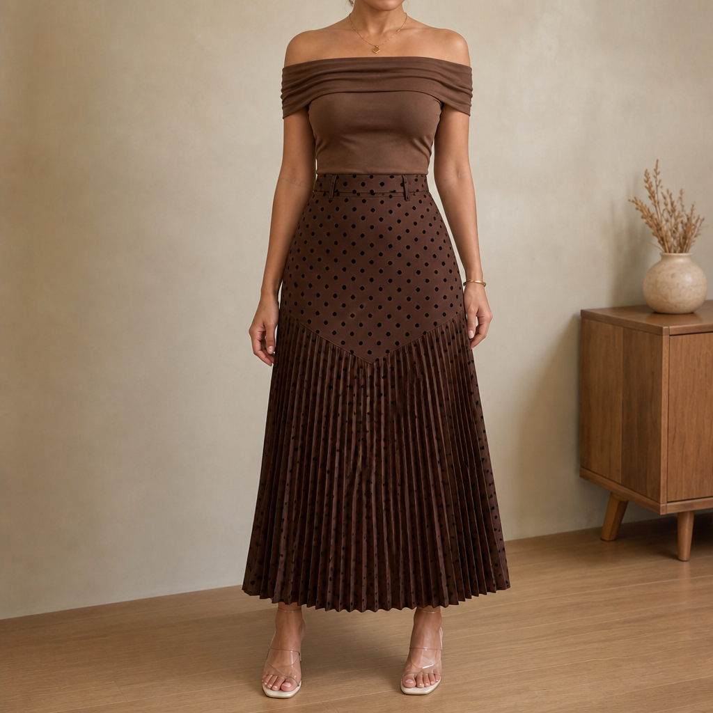 Wearbella – Spódnica midi w kropki z plisami w kształcie litery A