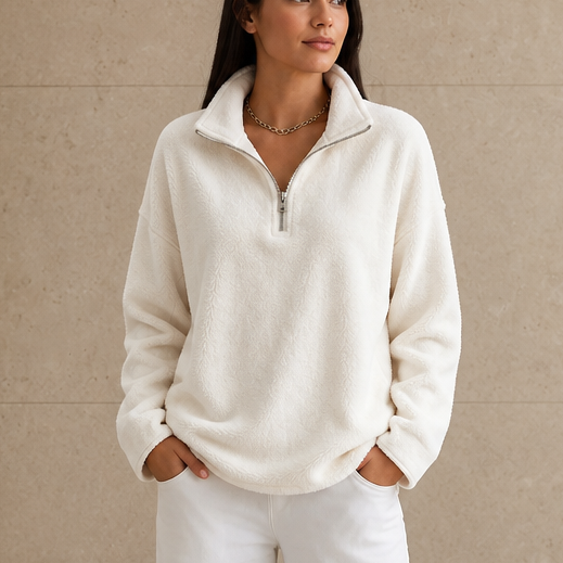 Cozyline – Bluza z obniżonymi ramionami i zamkiem 1/4