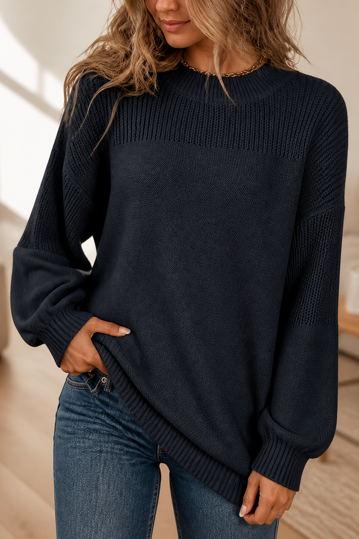 Cozelin – Sweter z prążkowanego dzianiny z opadającymi ramionami w rozmiarze oversize