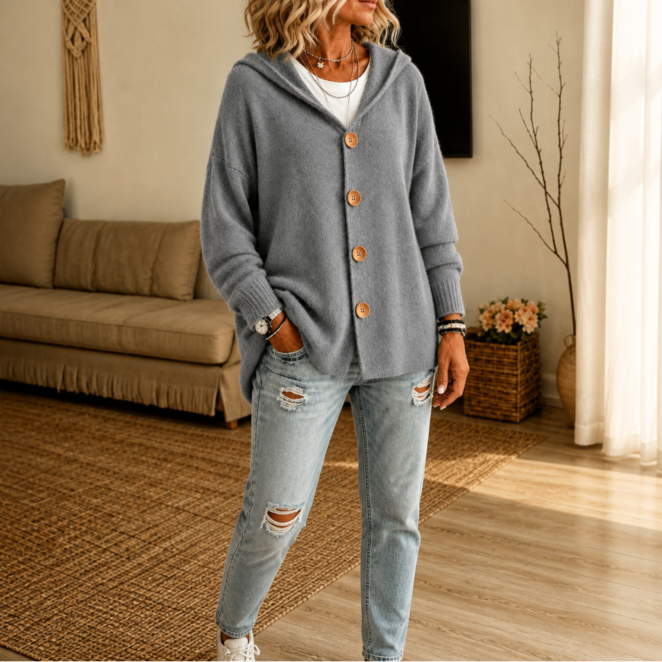 Wearbella – Kardigan z kapturem i guzikiem z przodu