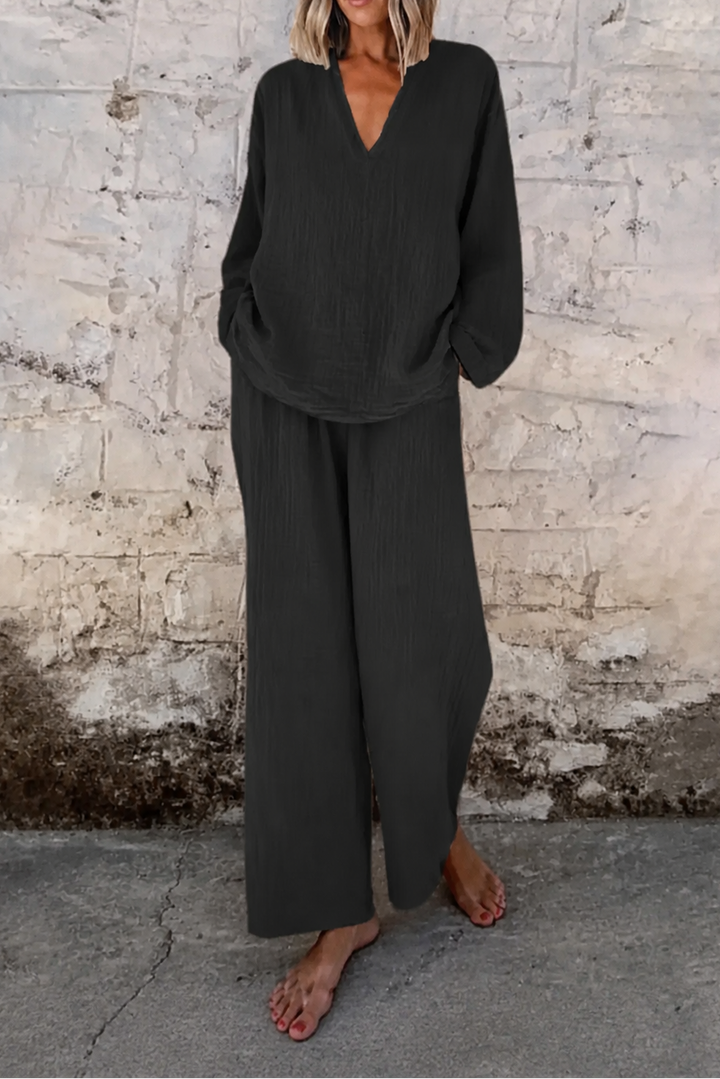 Wearbella – Zestaw topu z dekoltem w serek i spodni szerokich