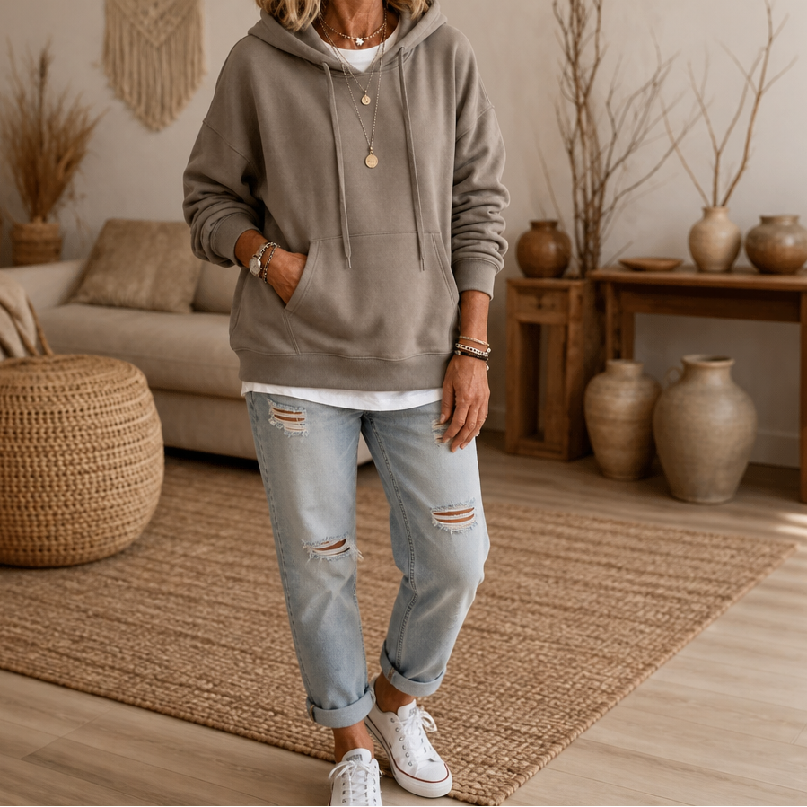 Wearbella – Oversized Hoodie z Bawełny z Opadającymi Ramionami