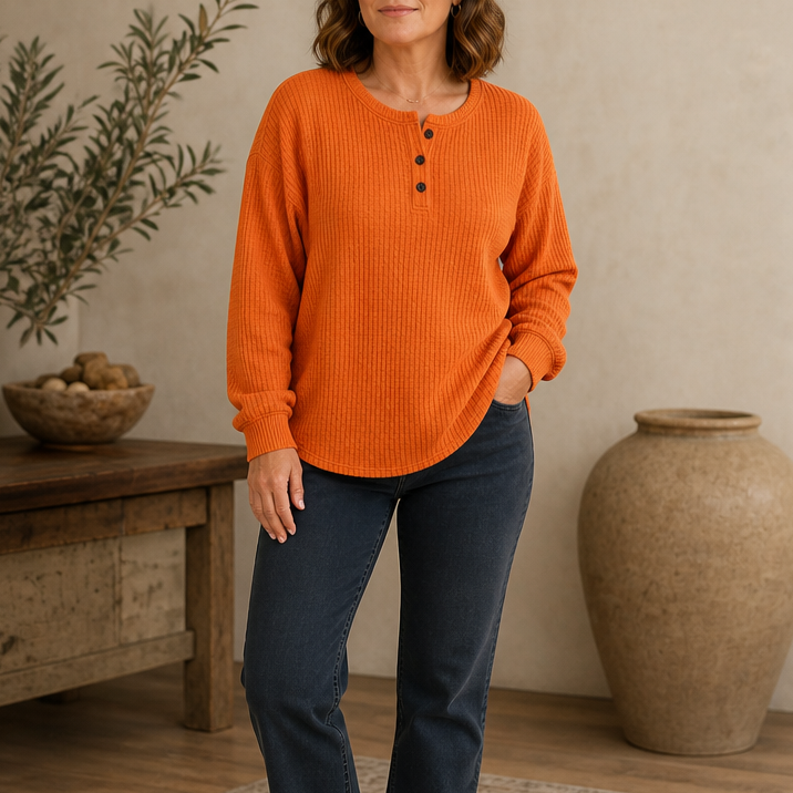 Wearla – Żebrowany top typu Henley z dzianiny waffle