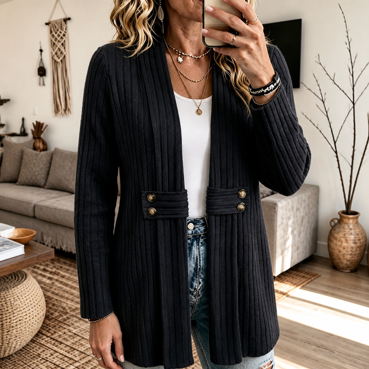 Wearbella – Kardigan z prążkowanej dzianiny z otwartym przodem