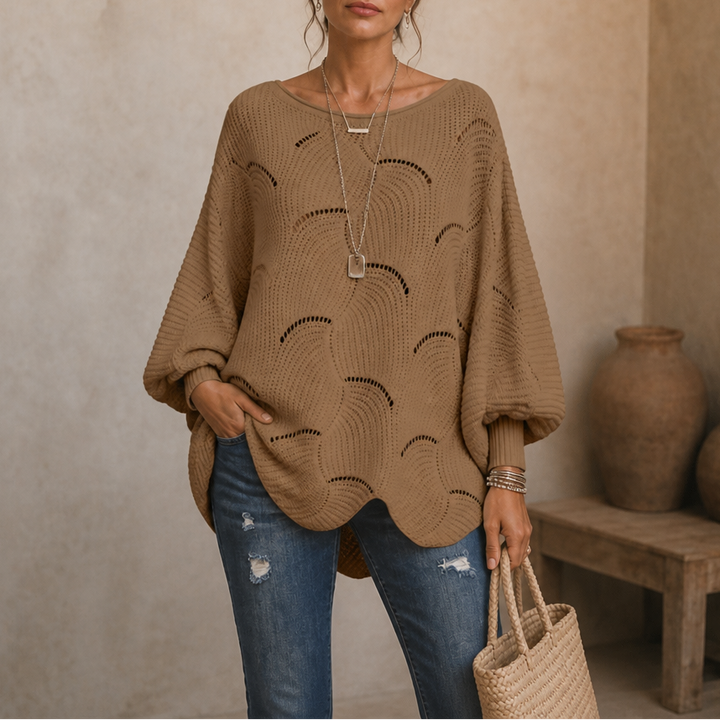 Wavelune – Sweter z dzianiny w falę z otwartymi rękawami