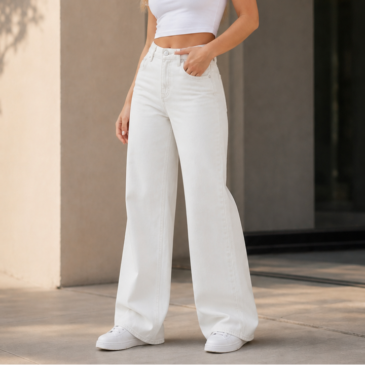 Longline Denim – Jeansy z wysokim stanem i szerokimi nogawkami