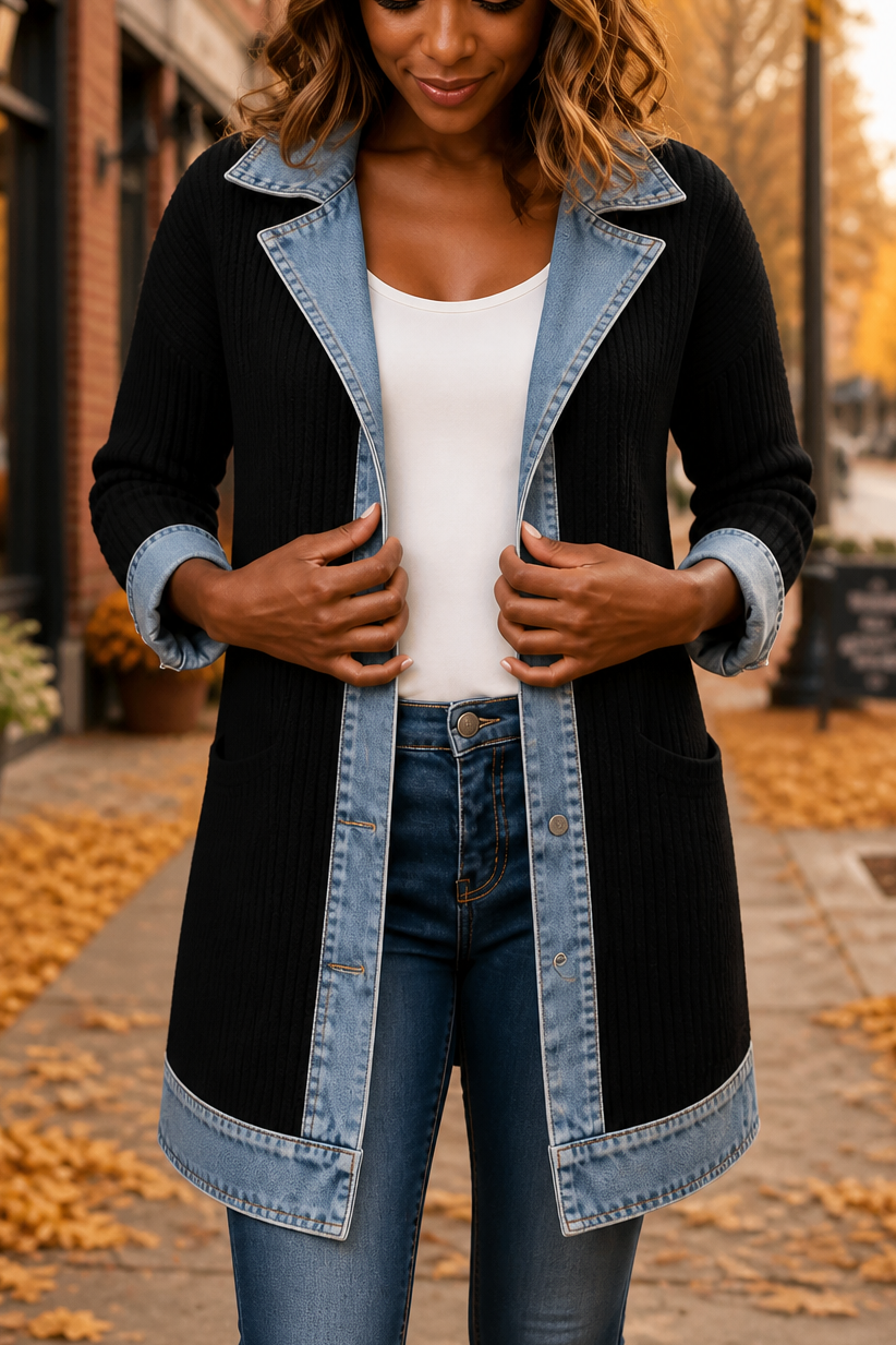 Wearbella – Płaszcz dzianinowy w stylu denimu