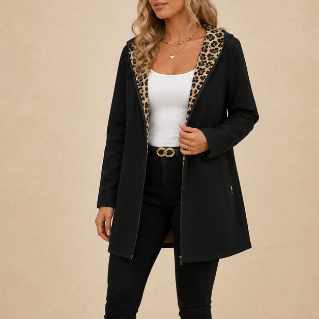 Wearbella – Odwracalny płaszcz z nadrukiem w panterkę