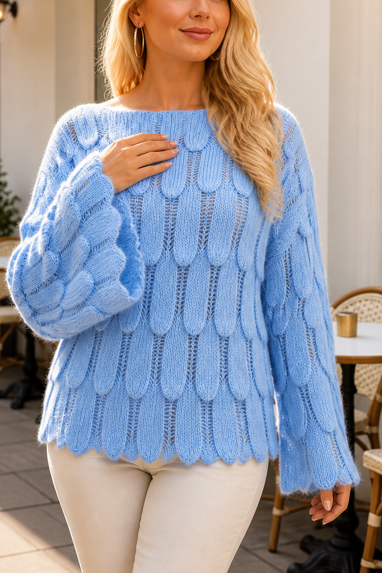 Wearbella – Sweter z wycięciami w liście, oversize