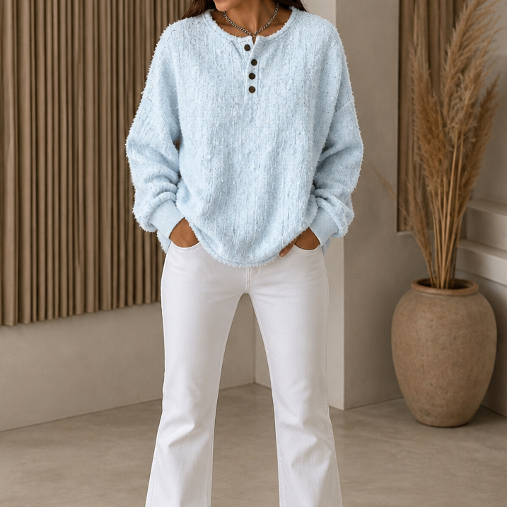 Marlwick – Sweter Henley z Grubej Dzianiny