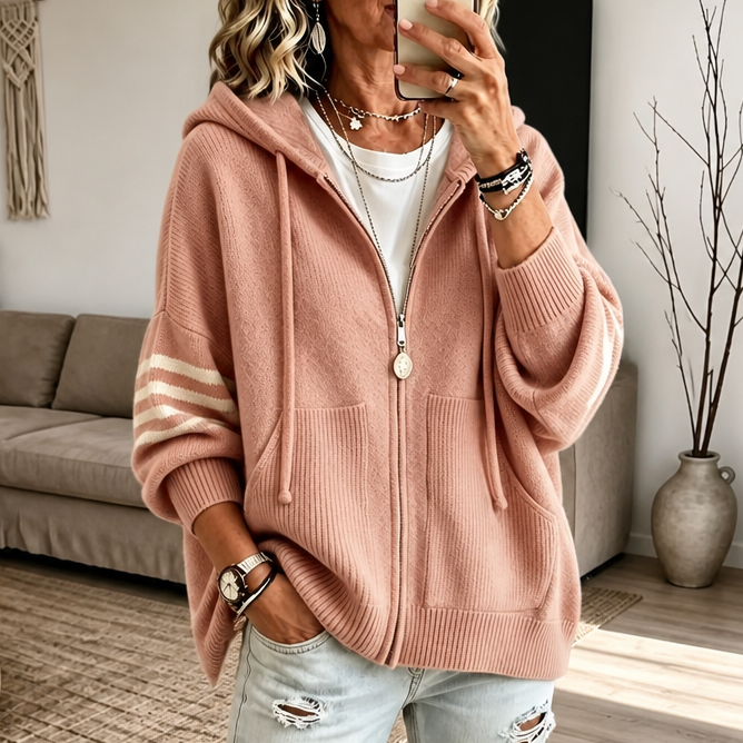 Wearbella – Bluza z kapturem z opadającymi ramionami i zamkiem błyskawicznym
