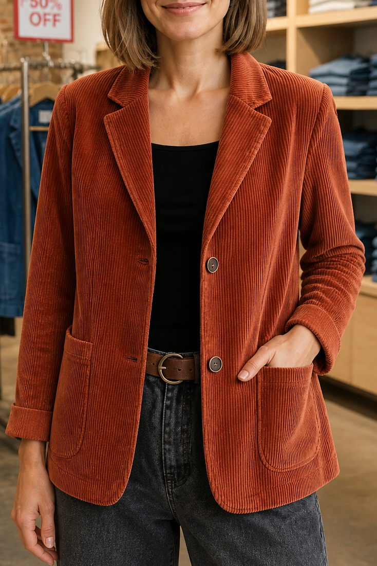 Wearbella – Kurtka o strukturalnych ramionach w stylu cienkiego sztruksu