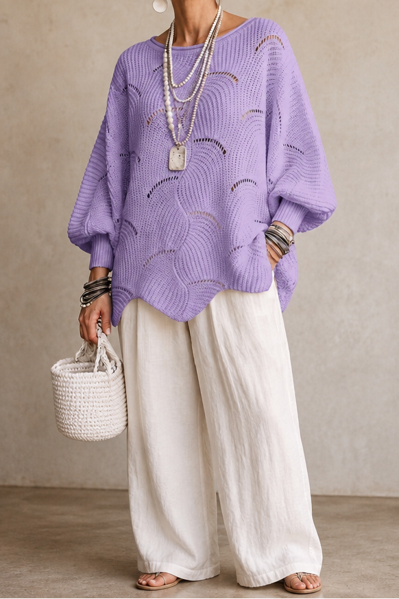 Wearbella – Sweter z Hollow Wave i rękawem Batwing