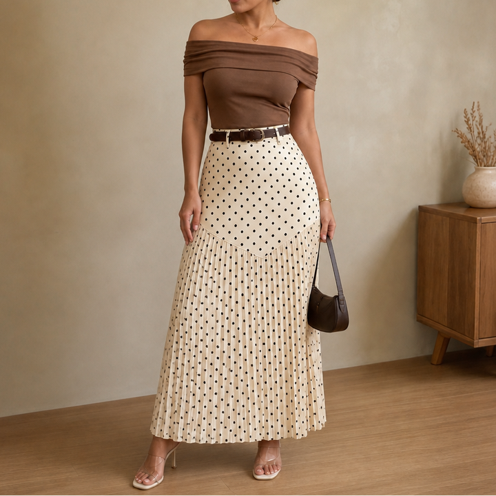 Wearbella – Spódnica midi w kropki z plisami w kształcie litery A