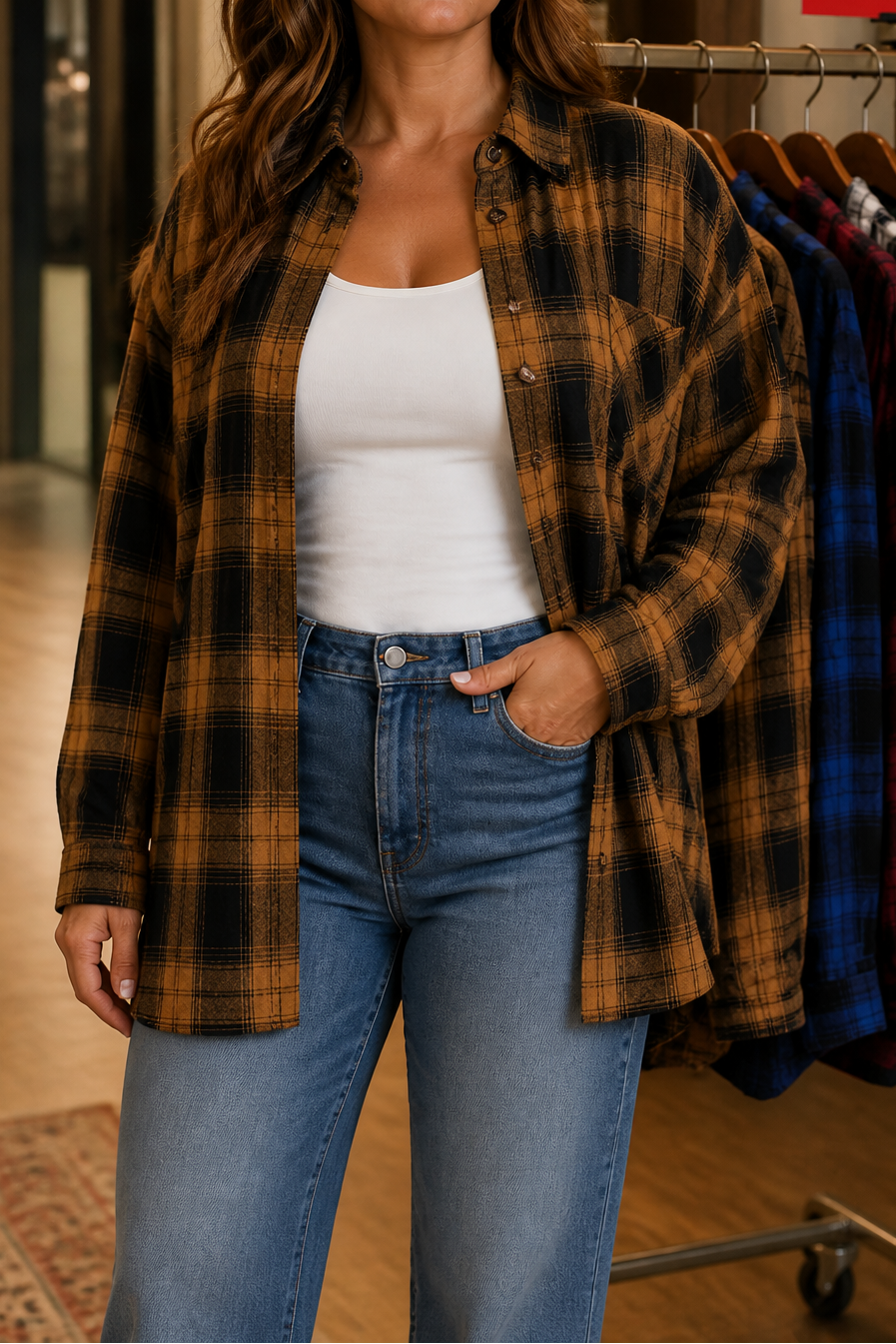Overshirt &amp; Co – Oversized Koszula Flanelowa w Kratę Buffalo