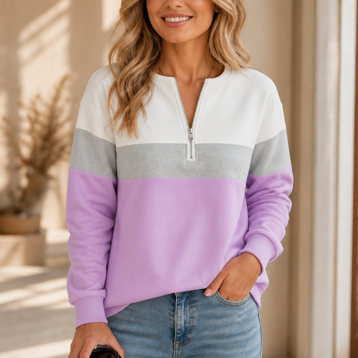 Wearbella – Kolorowy Pulower z Ćwierć Zipperem