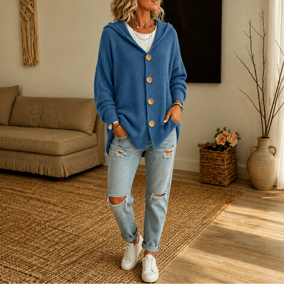 Wearbella – Kardigan z kapturem i guzikiem z przodu