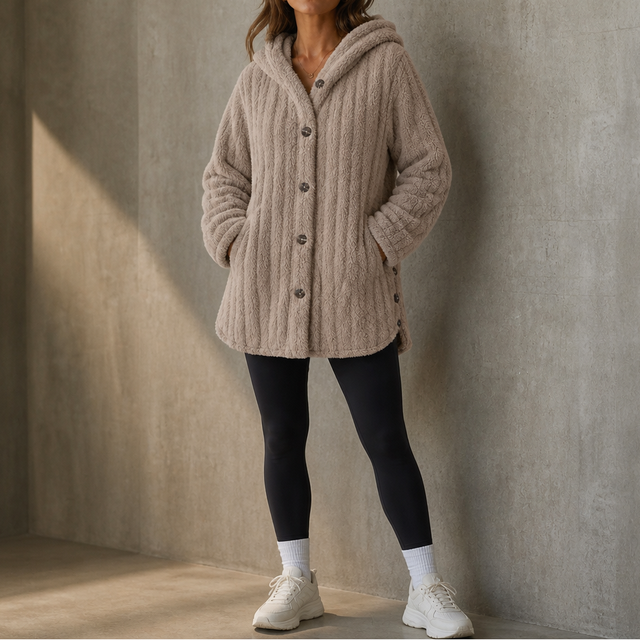 Wearbella – Kardigan z kapturem i guzikami, gruby splot