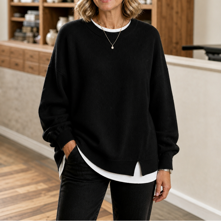Layerlyn – Sweter w warstwy z kontrastowym wykończeniem