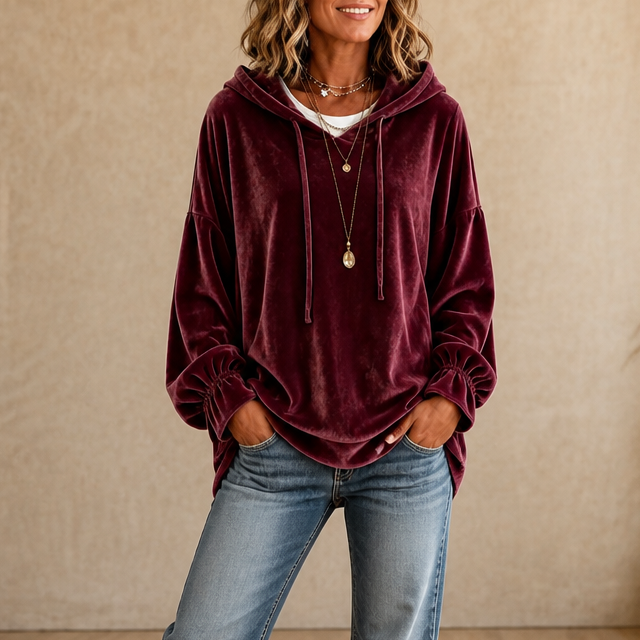 Wearbella – Luźna bluza z falbaniastymi mankietami z weluru