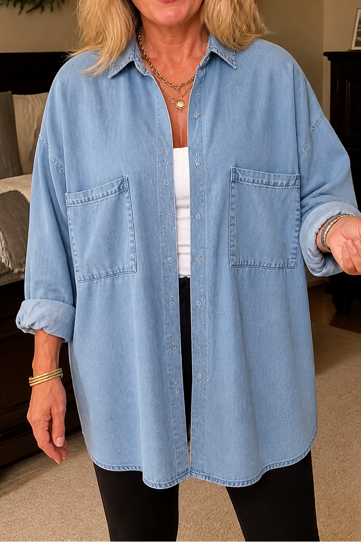 Wearbella – Przesadnie Duża, Miękka Koszula z Dżinsu Chambray