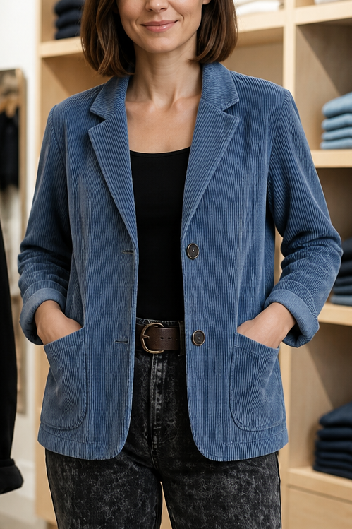 Wearbella – Kurtka o strukturalnych ramionach w stylu cienkiego sztruksu