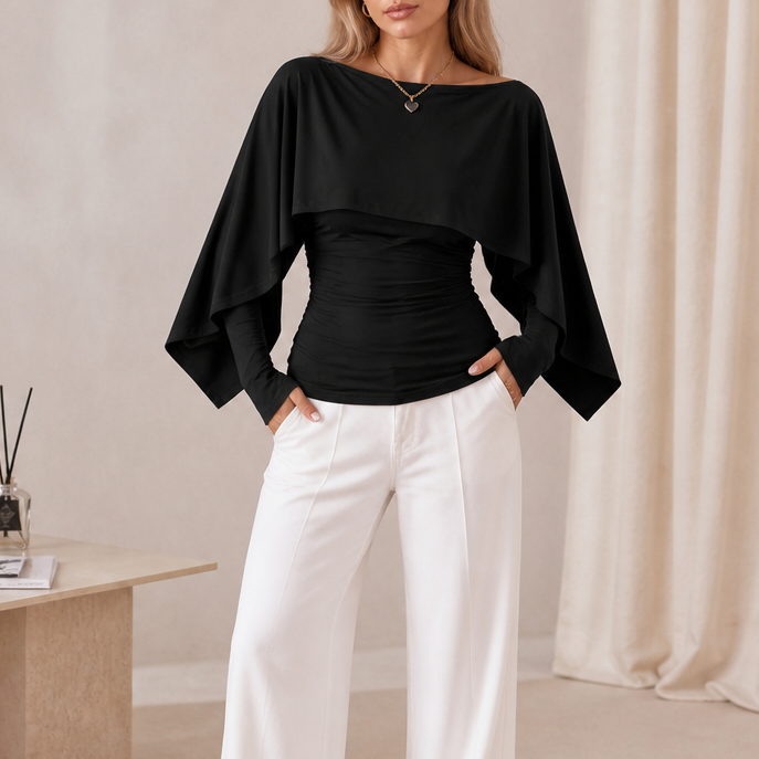 Wearbella – Narzutka z falbaną i rękawami nietoperzami