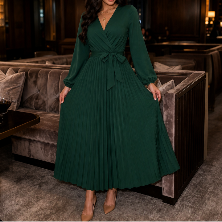 Wearbella – Sukienka maxi z plisowanym przodem i wysokim stanem