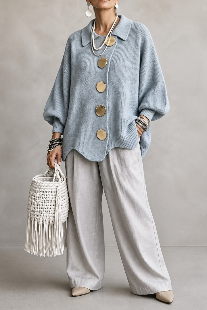 Wearbella – Kardigan z guzikami i falbaniastym dołem w rozmiarze oversize