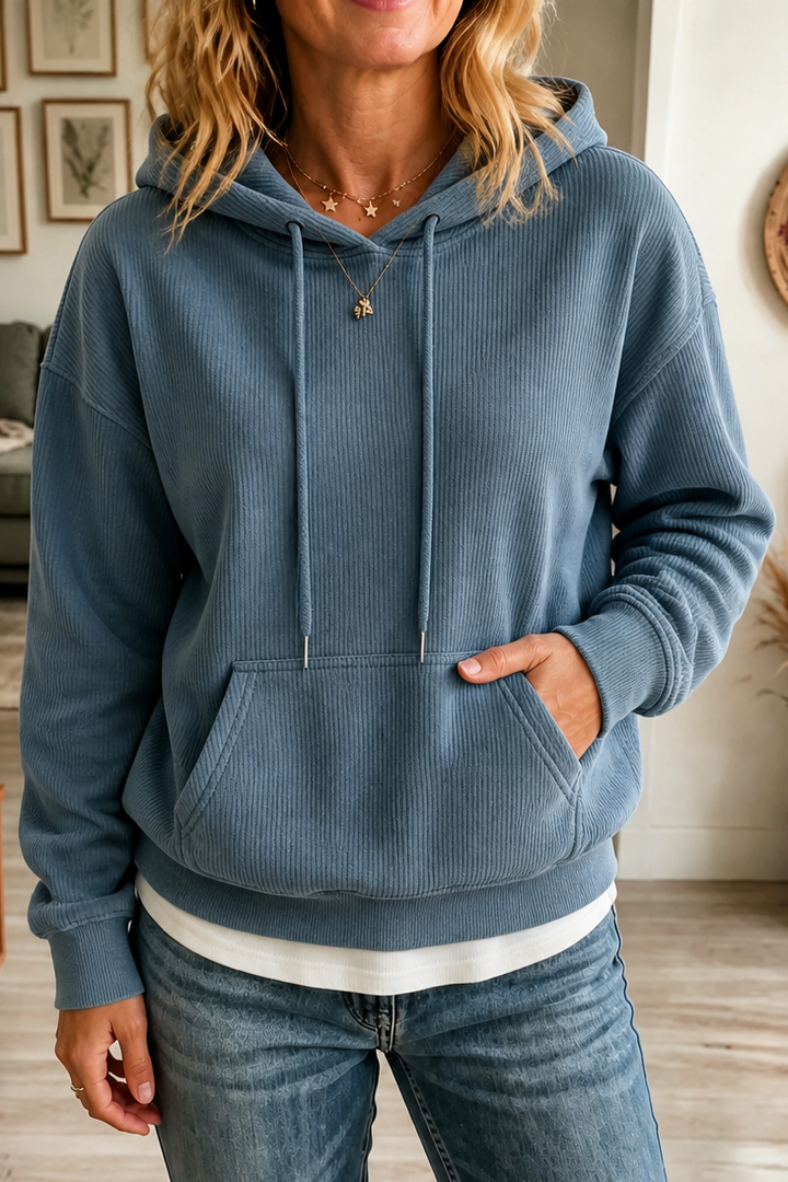 Corduvie – Bluza z kapturem w wyglądzie sztruksu z kieszeniami
