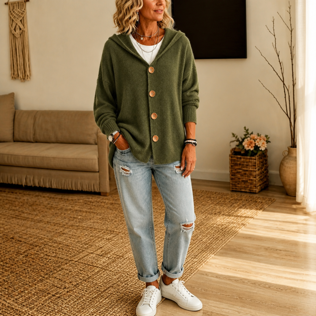 Wearbella – Kardigan z kapturem i guzikiem z przodu
