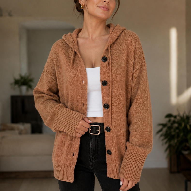 Wearbella – Luźny kardigan z kapturem na sznurku