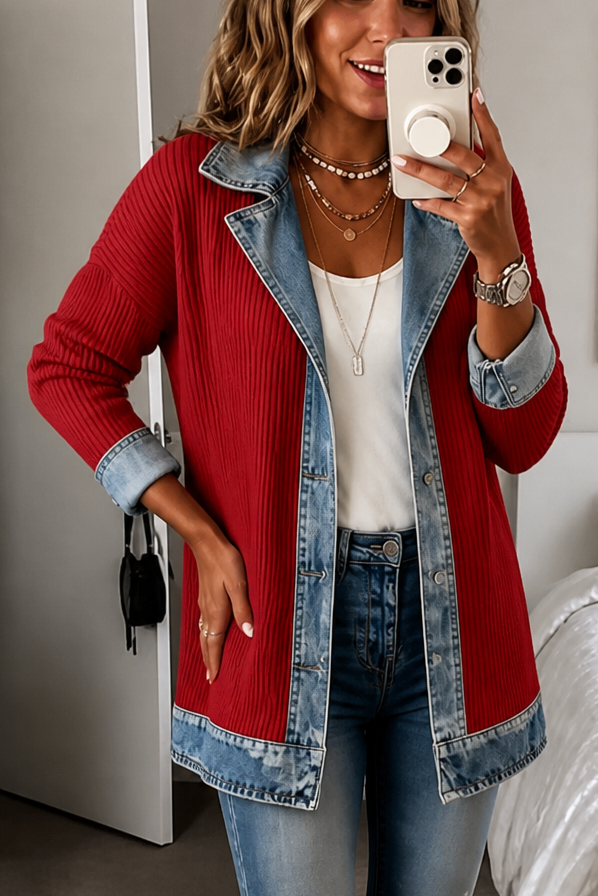 Wearbella – Płaszcz dzianinowy w stylu denimu