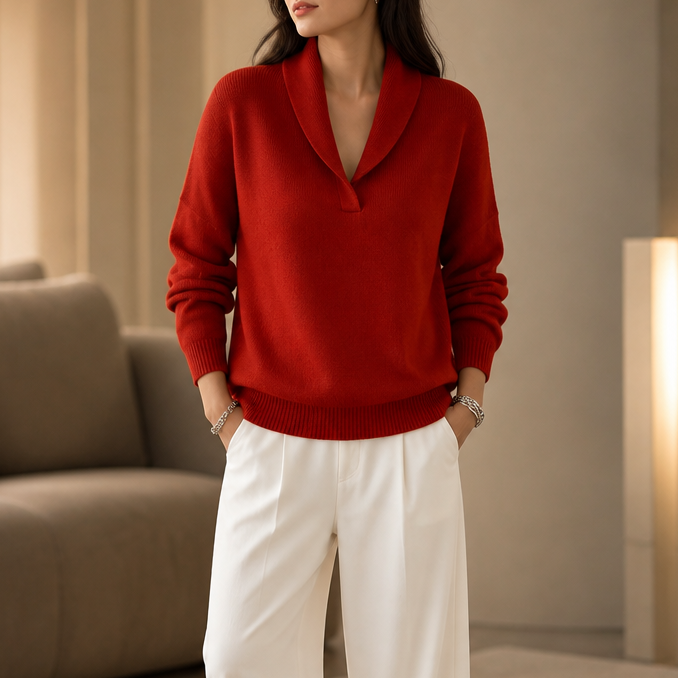 Wrapstead – Sweter z dekoltem szalowym, prążkowany