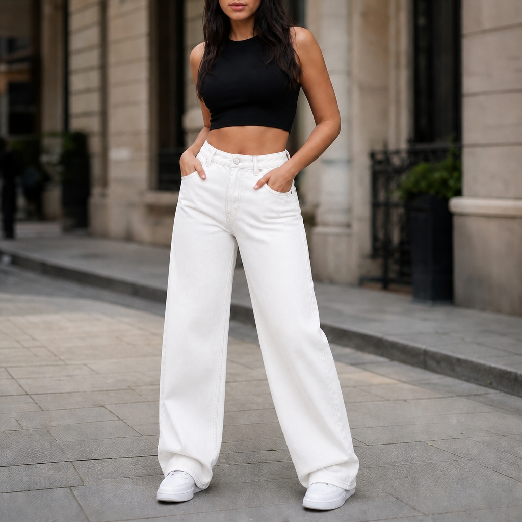 Vela Denim – Jeansy o wysokim stanie i prostych nogawkach