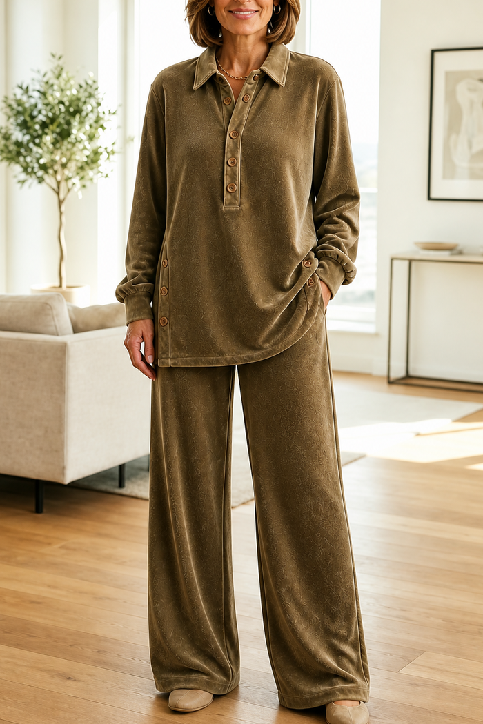 Velvetta – Oversized Zestaw Lounge z Weluru w Dwu Częściach