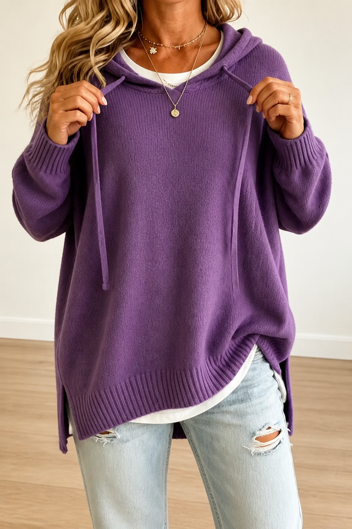 Wearbella – Oversized Sweter z Kapturem na Sznurku