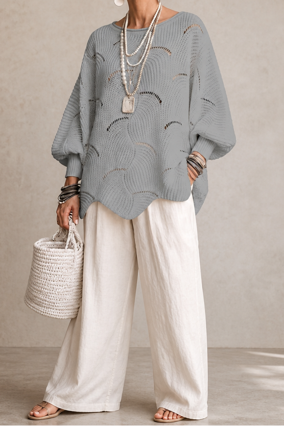 Wearbella – Sweter z Hollow Wave i rękawem Batwing