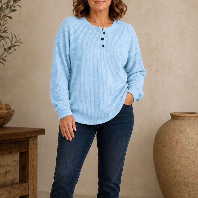 Wearla – Żebrowany top typu Henley z dzianiny waffle