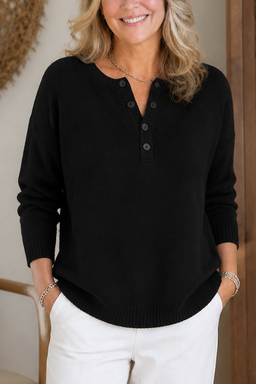Wearbella – Sweter z dekoltem w serek i guzikami
