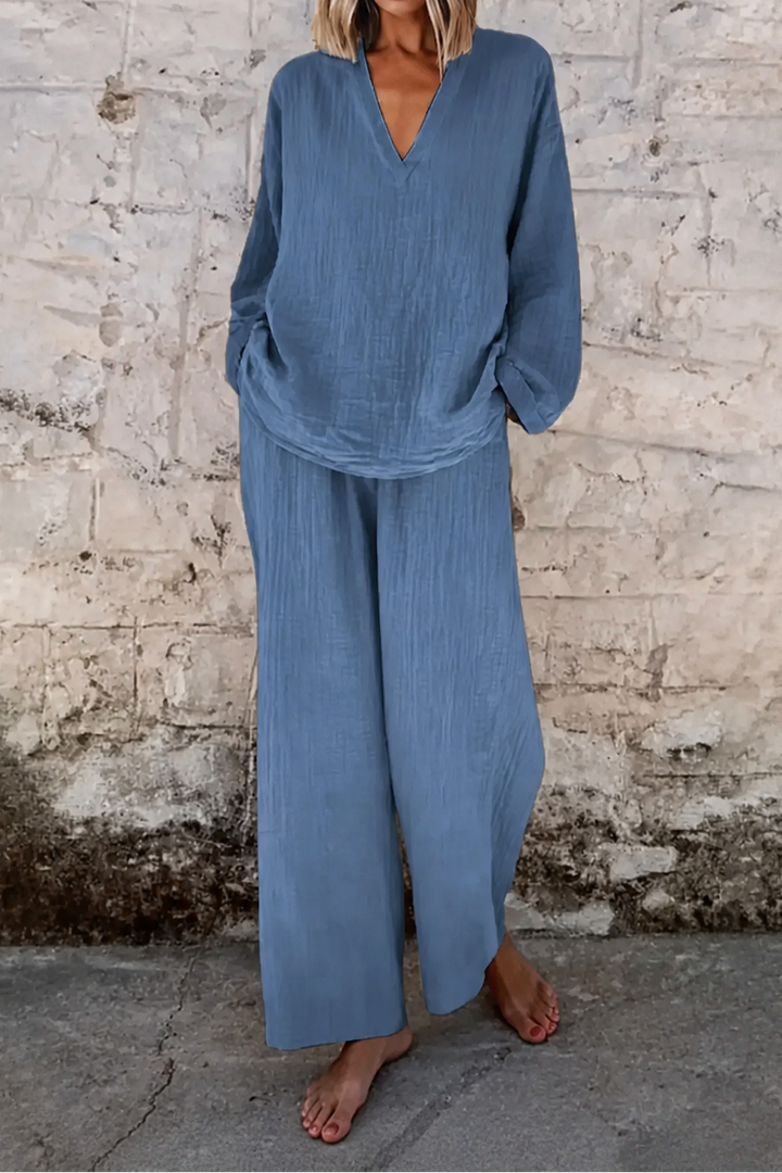 Wearbella – Zestaw topu z dekoltem w serek i spodni szerokich